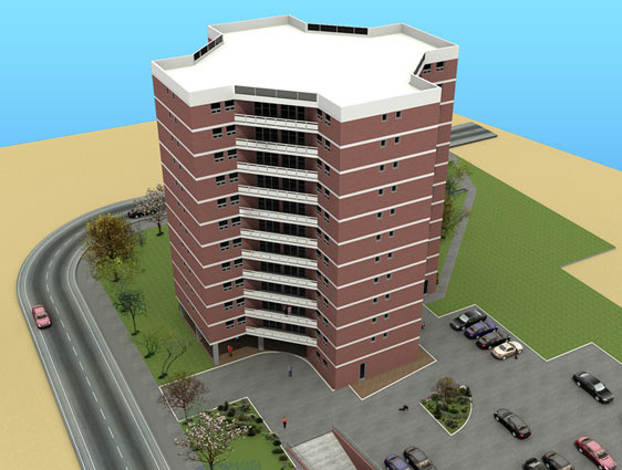 3D BIM Architectural Model of Building