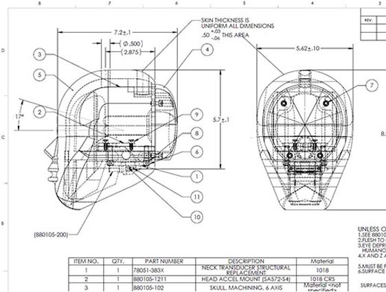 Mechanical CAD Drafting of Human Body Part