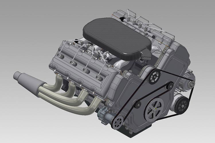 3D CAD Model - V8 Engine